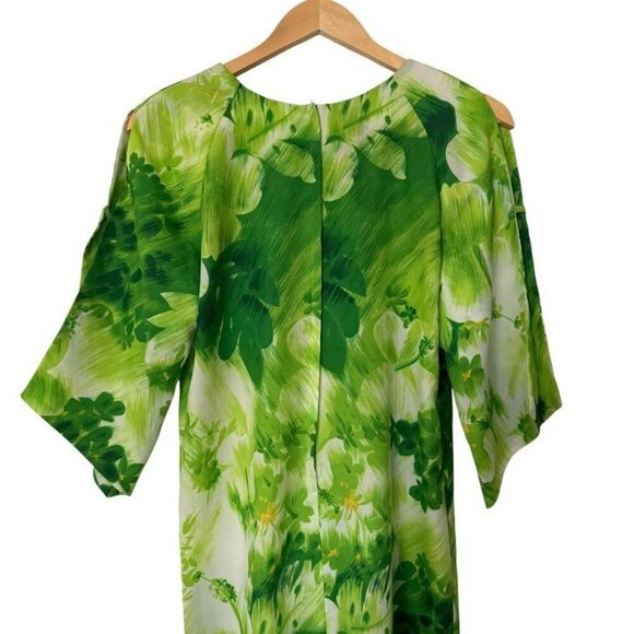 Vintage Pomare 1960s Psychedelic Green Floral Tropical Hawaiian Tiki Maxi Dress - Picture 7 of 9